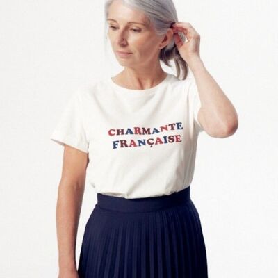 T-shirt Stampa Palmyre "Charmante Francaise" Ecru Chiaro