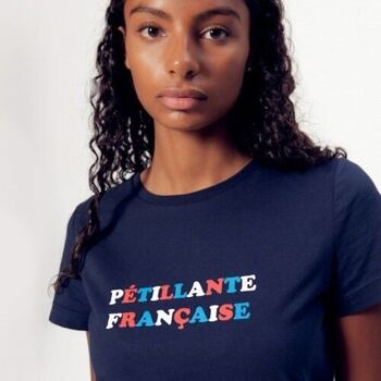 tee shirt Palmyre Printé "Pétillante Française" Bleu Marine 1