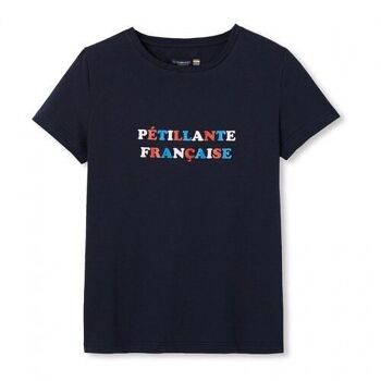 tee shirt Palmyre Printé "Pétillante Française" Bleu Marine 2