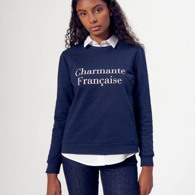 Stella Print "Charmante Francaise" Sweatshirt Navy Blue Fleece
