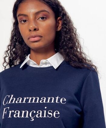 Sweat Stella Print"Charmante Francaise" Molleton Bleu Marine 3