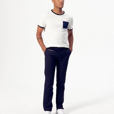 Chino Carlos Straight Fit in twill pesante blu navy