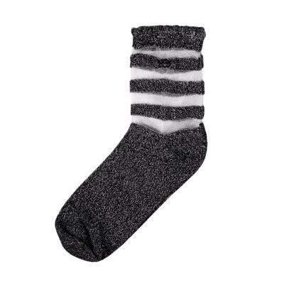 Transparent striped socks Black