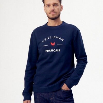 David Gentleman Französisches Fleece-Sweatshirt Dunkelblau
