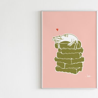 Poster 'Katze auf Kissen'