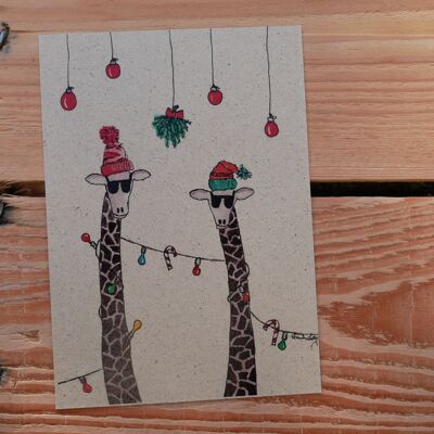 Christmas card giraffes