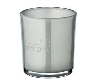 Lot de 2 verres à bougie Sylt (hauteur 8 cm, ø 7,5 cm) en gris, lanterne élégante aux coordonnées Sylt 2