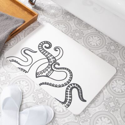 Octopus Tentacles White Stone Non Slip Bath Mat