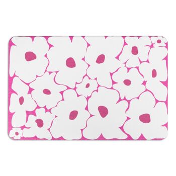 Tapis de bain antidérapant en pierre blanche fleur rose 2