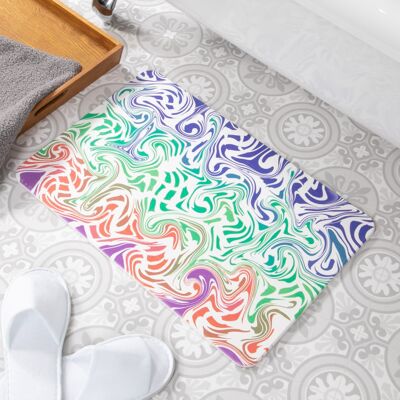 Tappetino da bagno antiscivolo Rainbow Swirls in pietra bianca