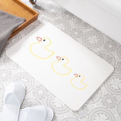 Rubber Duck Family White Stone Non Slip Bath Mat