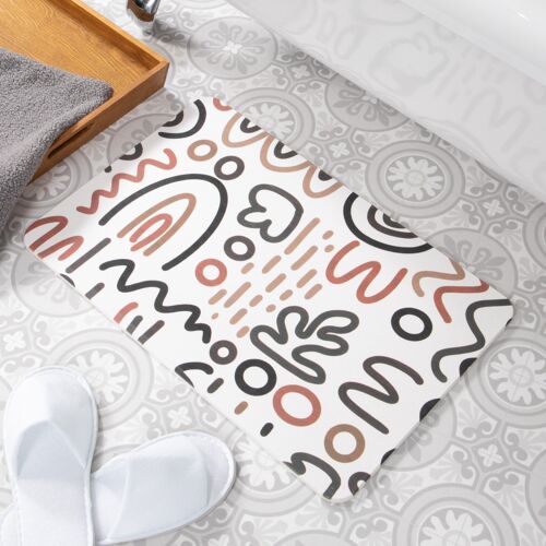 Scandi Pattern White Stone Non Slip Bath Mat