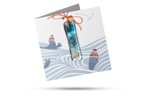 Seal - Greeting card with a fused glass gift attached to keep