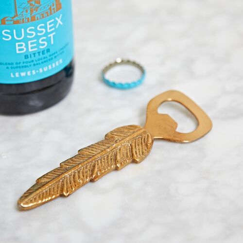 Gold Feather Bottle Opener