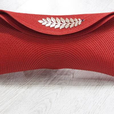 Leaf detail handbag. Red.