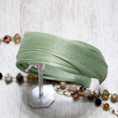 Sinamay-silk headband. water green