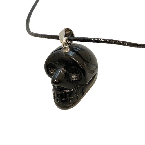 Crystal Skull Head Pendant, Black Obsidian