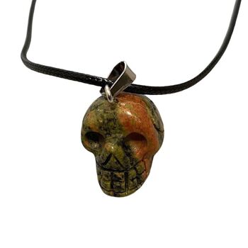 Pendentif tête de mort en cristal, Unakite 1