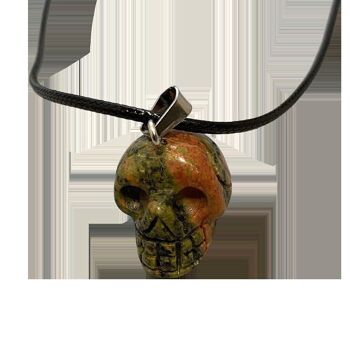 Pendentif tête de mort en cristal, Unakite 3