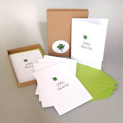 Buena suerte - caja de regalo con 6 tarjetas de felicitación