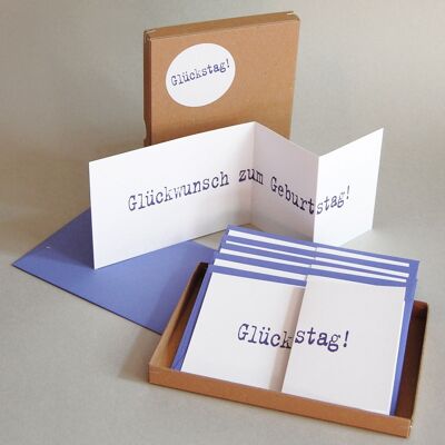 ¡Día de suerte! Caja de regalo con seis tarjetas de felicitación.