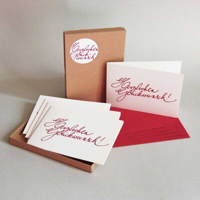 Felicitaciones - caja de regalo con 5 tarjetas plegables