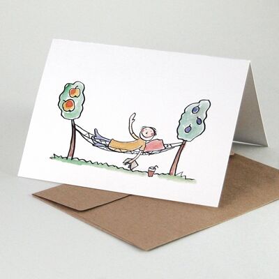 10 relaxed recycling cards with envelopes: hammock