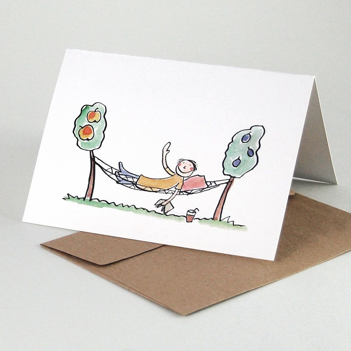 Set of 10 relaxed recycling cards with envelopes: Hammock