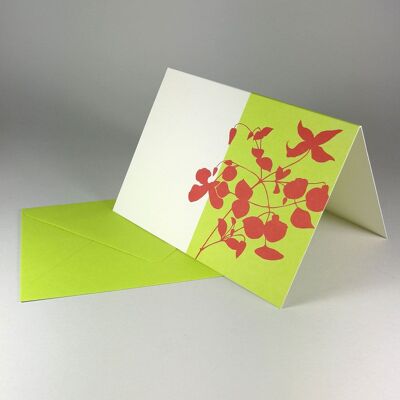 10 recycled greeting cards with envelopes: red flowers