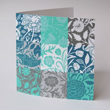 10 cartes de vœux carrées avec enveloppes : ornements floraux - turquoise 2