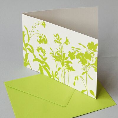 10 tarjetas de felicitación de reciclaje con sobres dorados: hierbas del prado