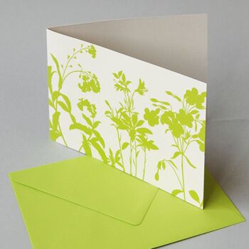 10 cartes de vœux à recycler avec enveloppes dorées : herbes des prés 1