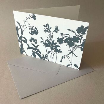 10 cartes de sympathie avec enveloppes grises : herbes des prés 1