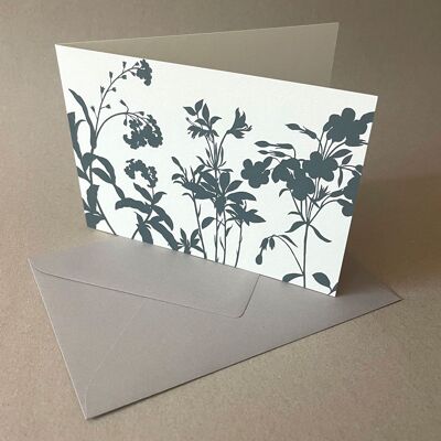 10 cartes de sympathie avec enveloppes grises : herbes des prés