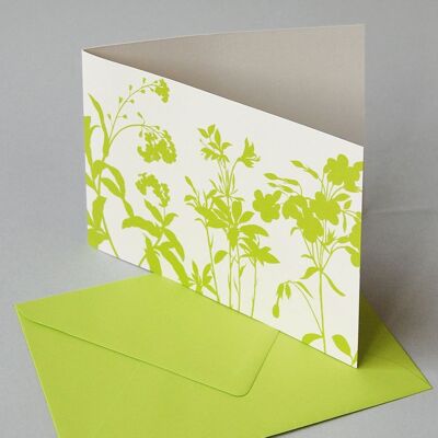 10 cartes de recyclage avec enveloppes vert clair : herbes des prés