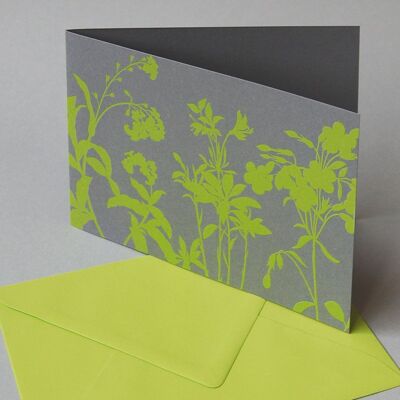 10 recycled greeting cards with light green envelopes: meadow herbs