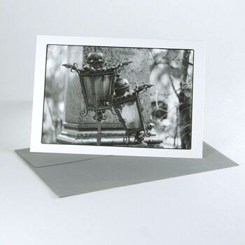 10 cartes de deuil avec enveloppes grises : Lanternes au cimetière central de Vienne 1