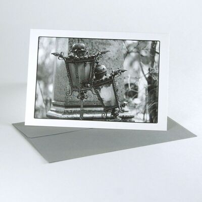 10 mourning cards with gray envelopes: Lanterns at the Vienna Central Cemetery