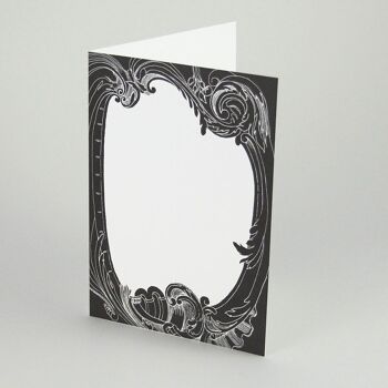 10 cartes de vœux avec enveloppes : cadre rococo noir 2