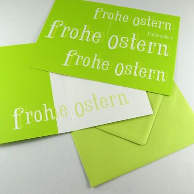 10 tarjetas de Pascua recicladas de color verde claro con sobres: felices pascuas