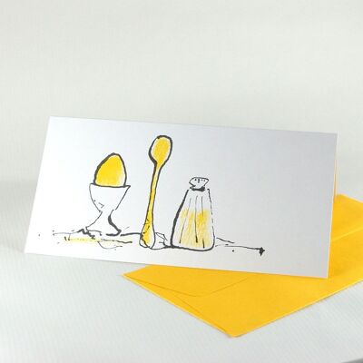 10 recycling cards with yellow covers: egg, spoon, salt