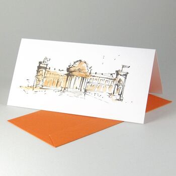 10 cartes de vœux avec enveloppes orange : Reichstag / Bundestag à Berlin 1