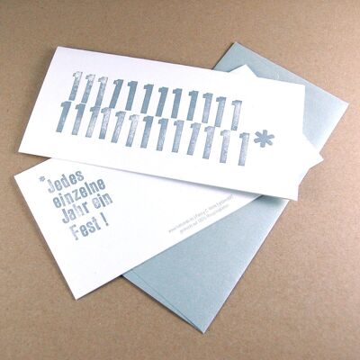 10 invitations avec enveloppes argentées : une fête chaque année ! (25x1)