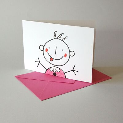 10 faire-part de naissance rigolos avec enveloppes roses : Me voici !