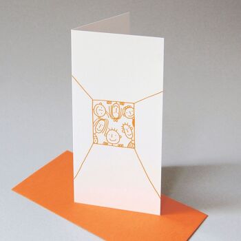 10 cartes de vœux amusantes avec enveloppes orange : boîte 1
