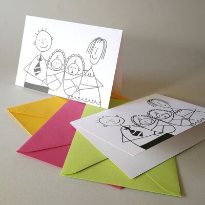 10 funny birth announcements for twins with colored envelopes