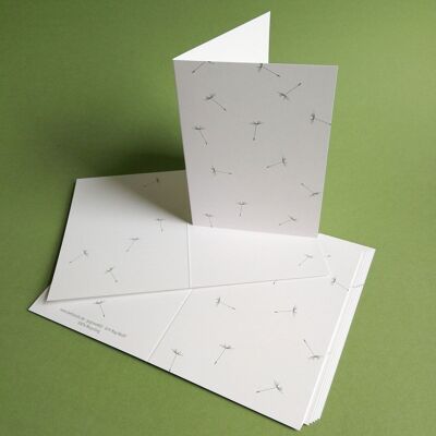 10 recycled cards with envelopes: dandelions