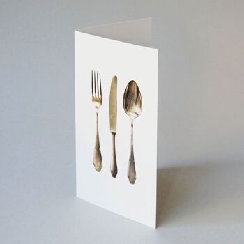 4 cartes de menu avec 16 marque-places : fourchette, couteau, cuillère 2