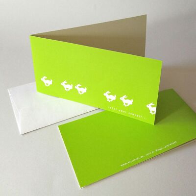 10 green recycled Easter cards with envelopes: Now quickly...