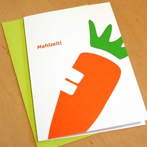 Set di 10 cartoline pasquali con buste: Pasto! (mangiato carota)